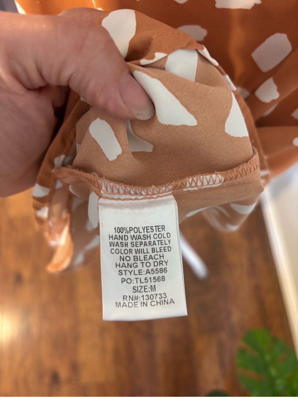 Umgee Rust Mini Dress with White Spot Print - Picture 5 of 5